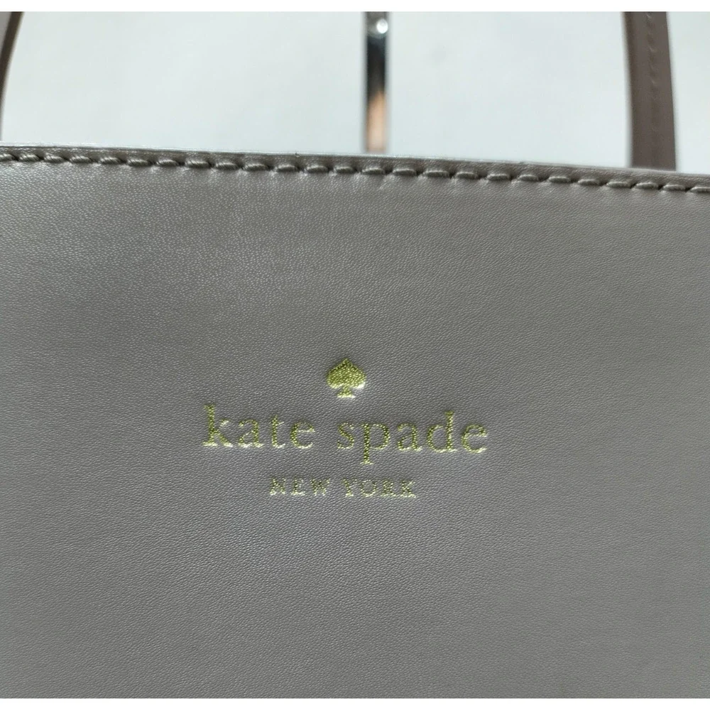 Kate Spade New York Taupe Brown Leather Double Handles Tote Bag_3
